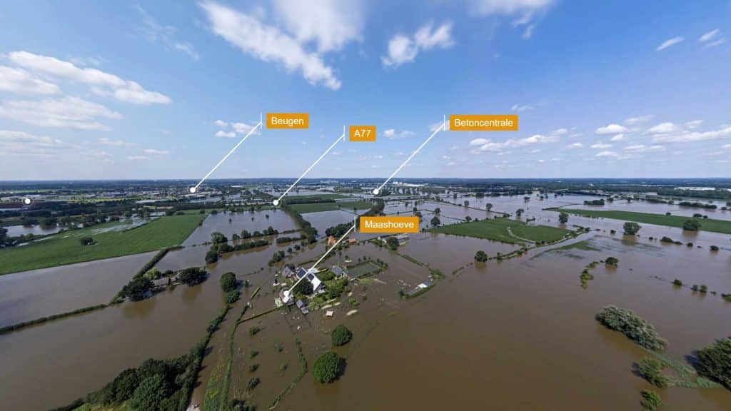 Overstroming van de Maas bij Boxmeer, juli 2021